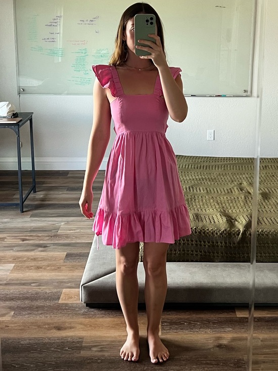 Dresses & Skirts - Pink Ruffle-Sleeve Fit & Flare Dress